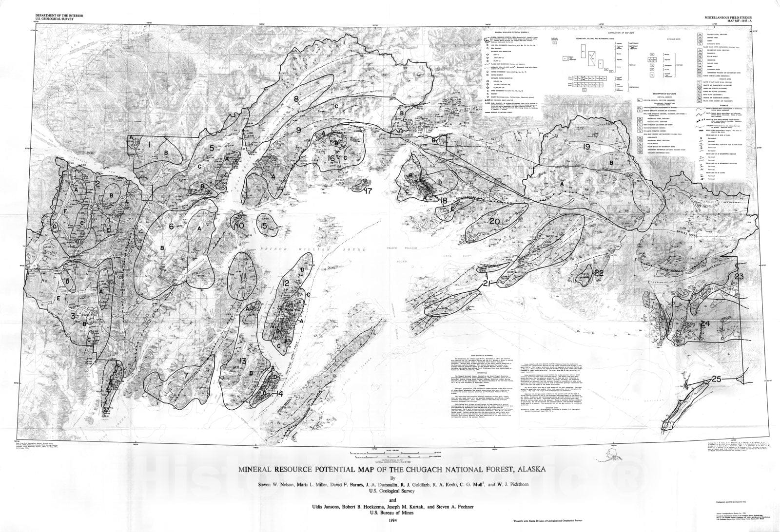 Map : Mineral resource potential of the Chugach National Forest, Alaska, 1984 Cartography Wall Art :