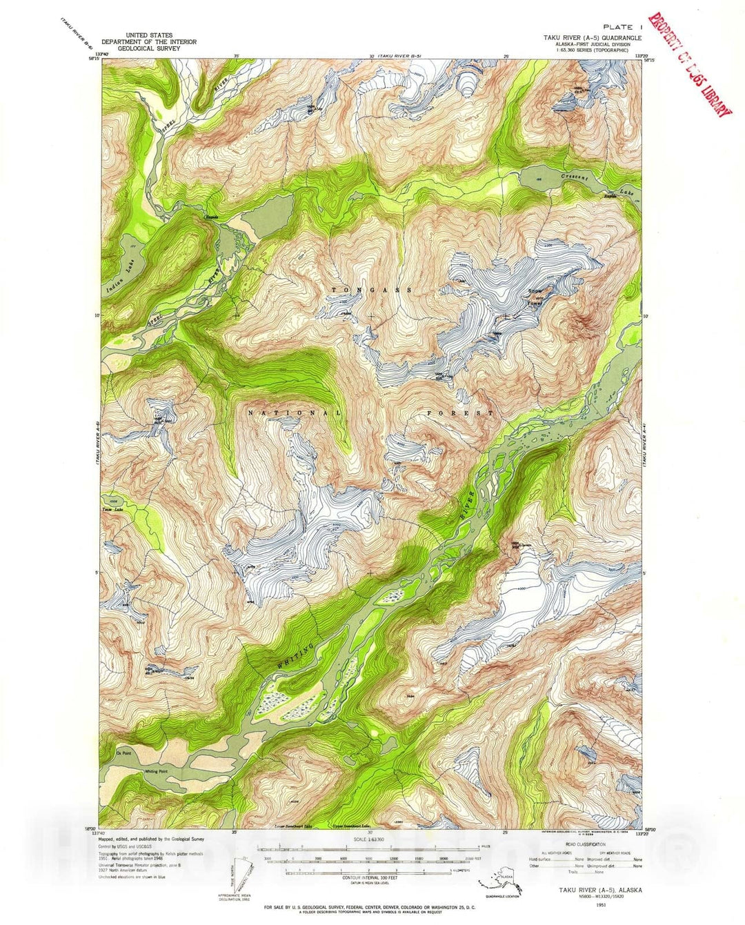 Map : Geology of waterpower sites on Crater Lake, Long Lake, and the Speel River near Juneau, Alaska, 1956 Cartography Wall Art :