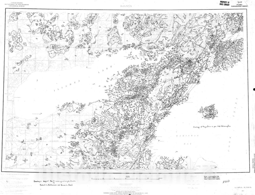 Map : Results of stream sediment sampling and bedrock analyses in eastern part of the Iliamna quadrangle, and of Kasna Creek, Lake Clark quadrangle, Alaska, 1967 Cartography Wall Art :