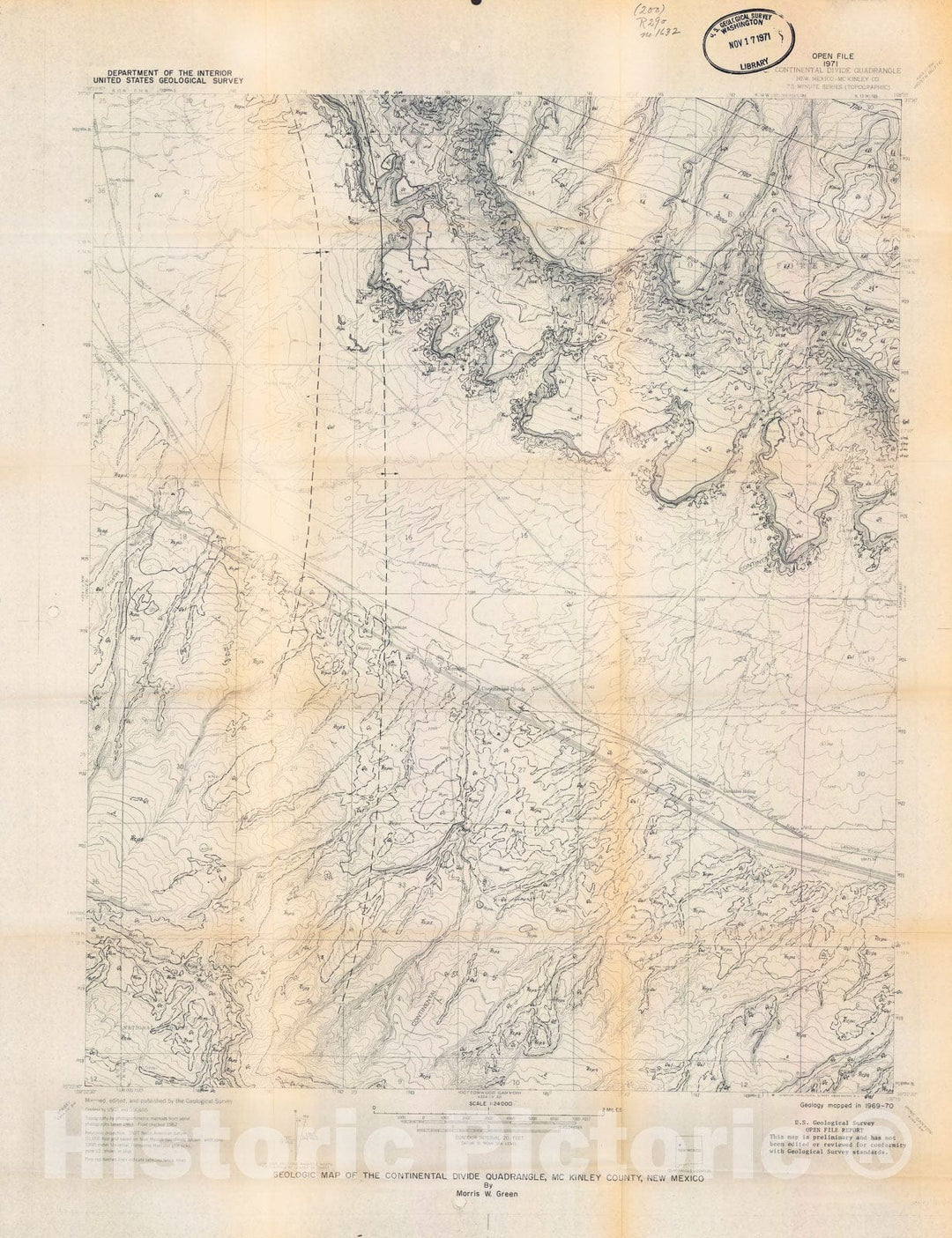 Map : Geologic map of the Continental Divide quadrangle, McKinley County, New Mexico, 1971 Cartography Wall Art :