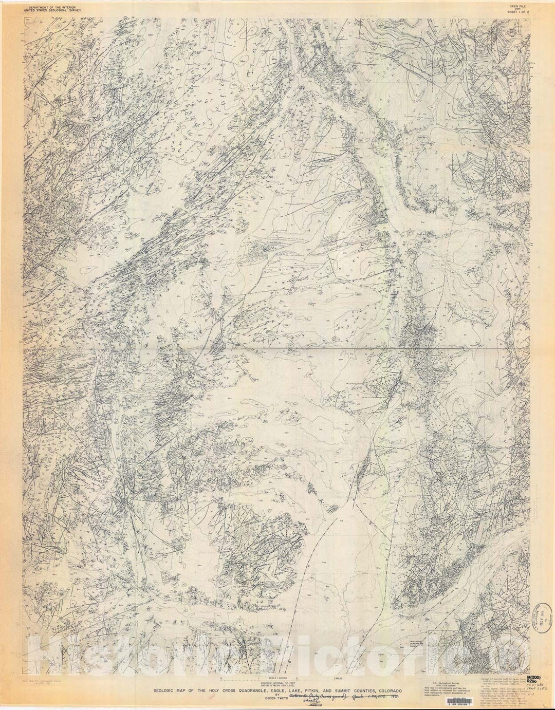 Map : Geologic map of the Holy Cross quadrangle, Eagle, Lake, Pitkin, and Summit Counties, Colorado, 1971 Cartography Wall Art :