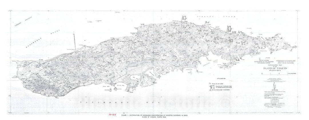 Map : A geochemical reconnaissance of the Island of Vieques, Puerto Rico, 1973 Cartography Wall Art :