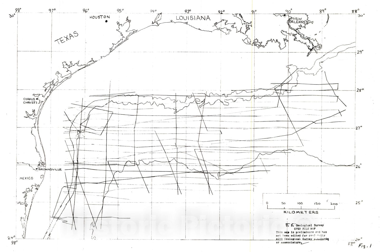 Map : Salt structure and sediment thickness, Texas-Louisiana continental slope, northwestern Gulf of Mexico, 1973 Cartography Wall Art :