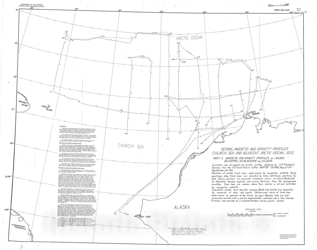 Map : Seismic, magnetic and gravity profiles, Chukchi Sea and adjacent Arctic Ocean, 1972. Part II, Magnetic and gravity profiles, 1973 Cartography Wall Art :