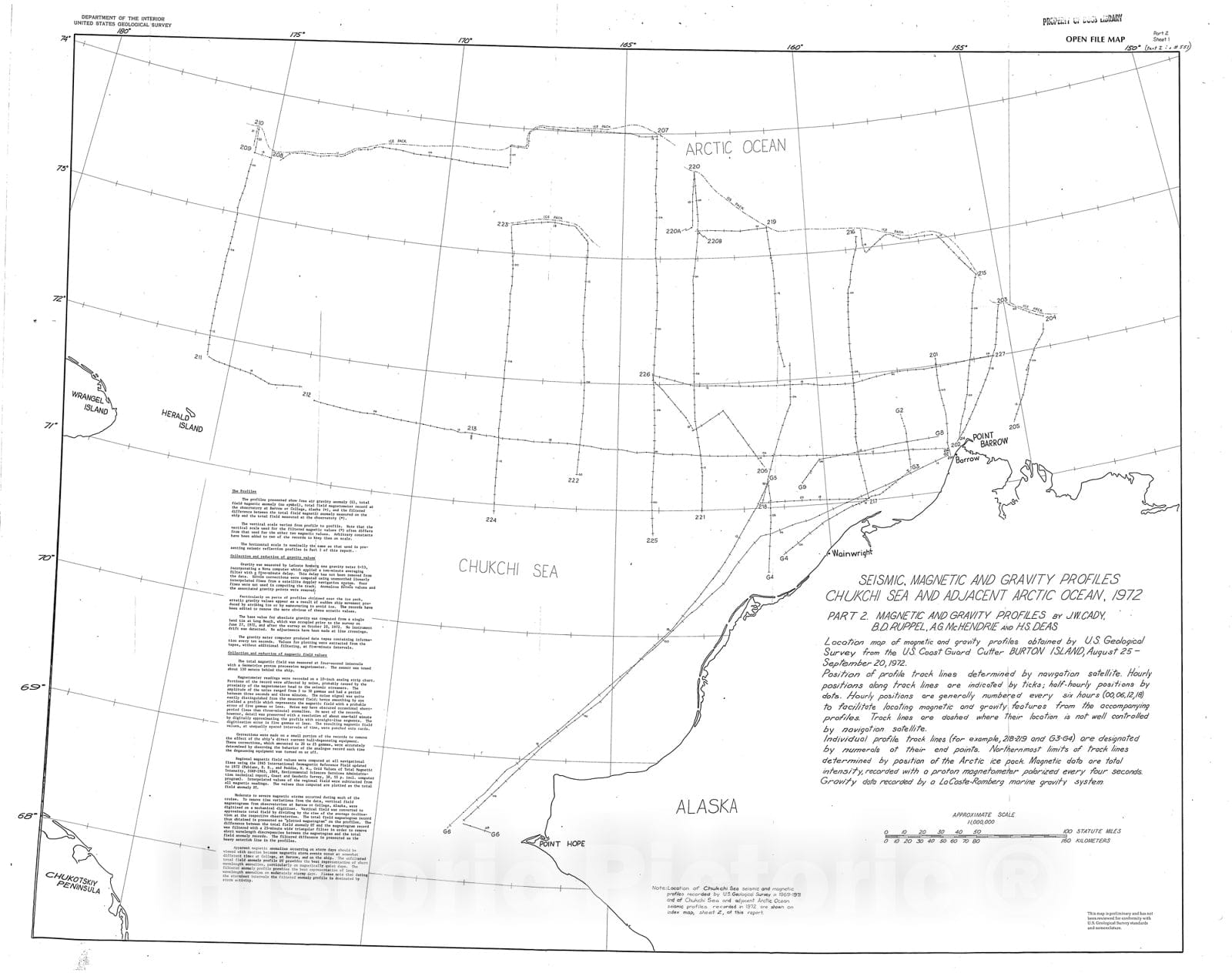 Map : Seismic, magnetic and gravity profiles, Chukchi Sea and adjacent Arctic Ocean, 1972. Part II, Magnetic and gravity profiles, 1973 Cartography Wall Art :