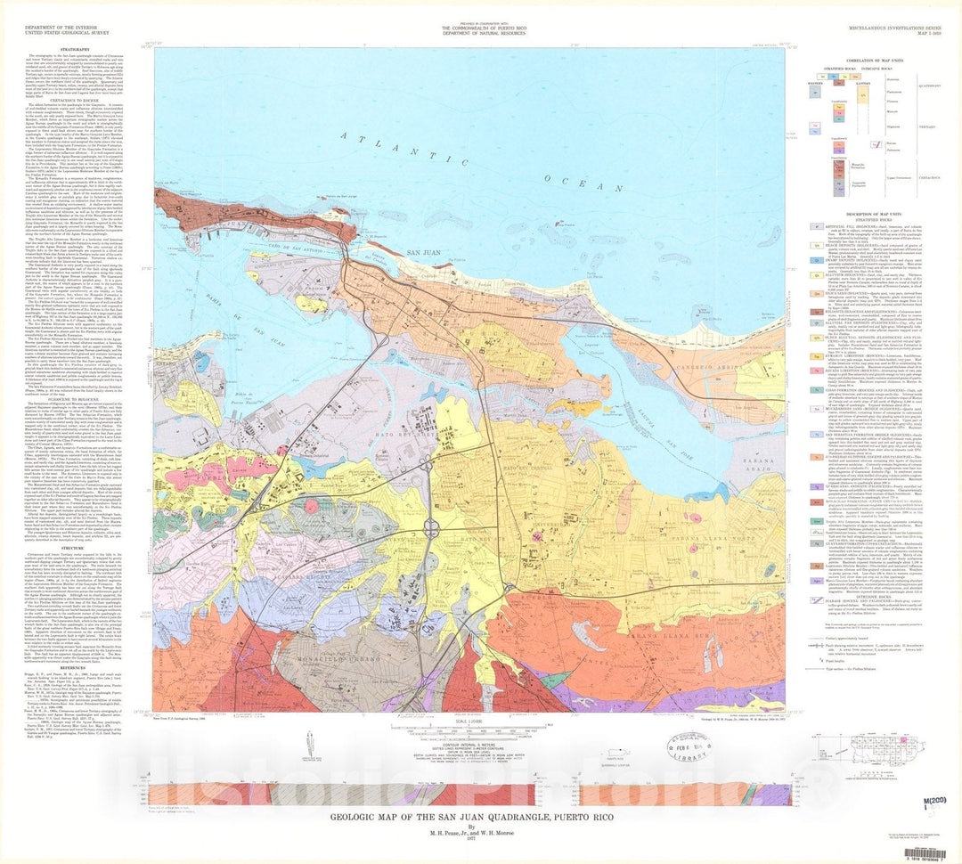 Map : Geologic map of the San Juan quadrangle, Puerto Rico, 1977 Cartography Wall Art :