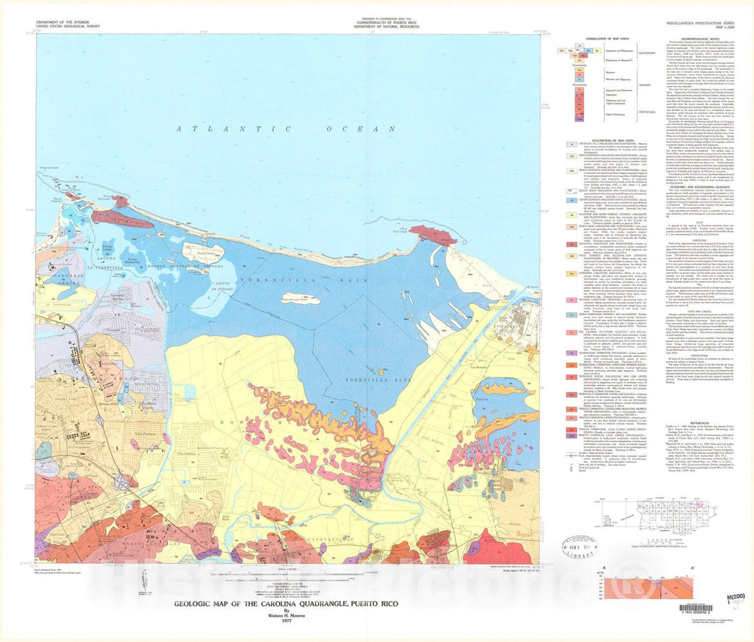 Map : Geologic map of the Carolina quadrangle, Puerto Rico, 1977 Cartography Wall Art :