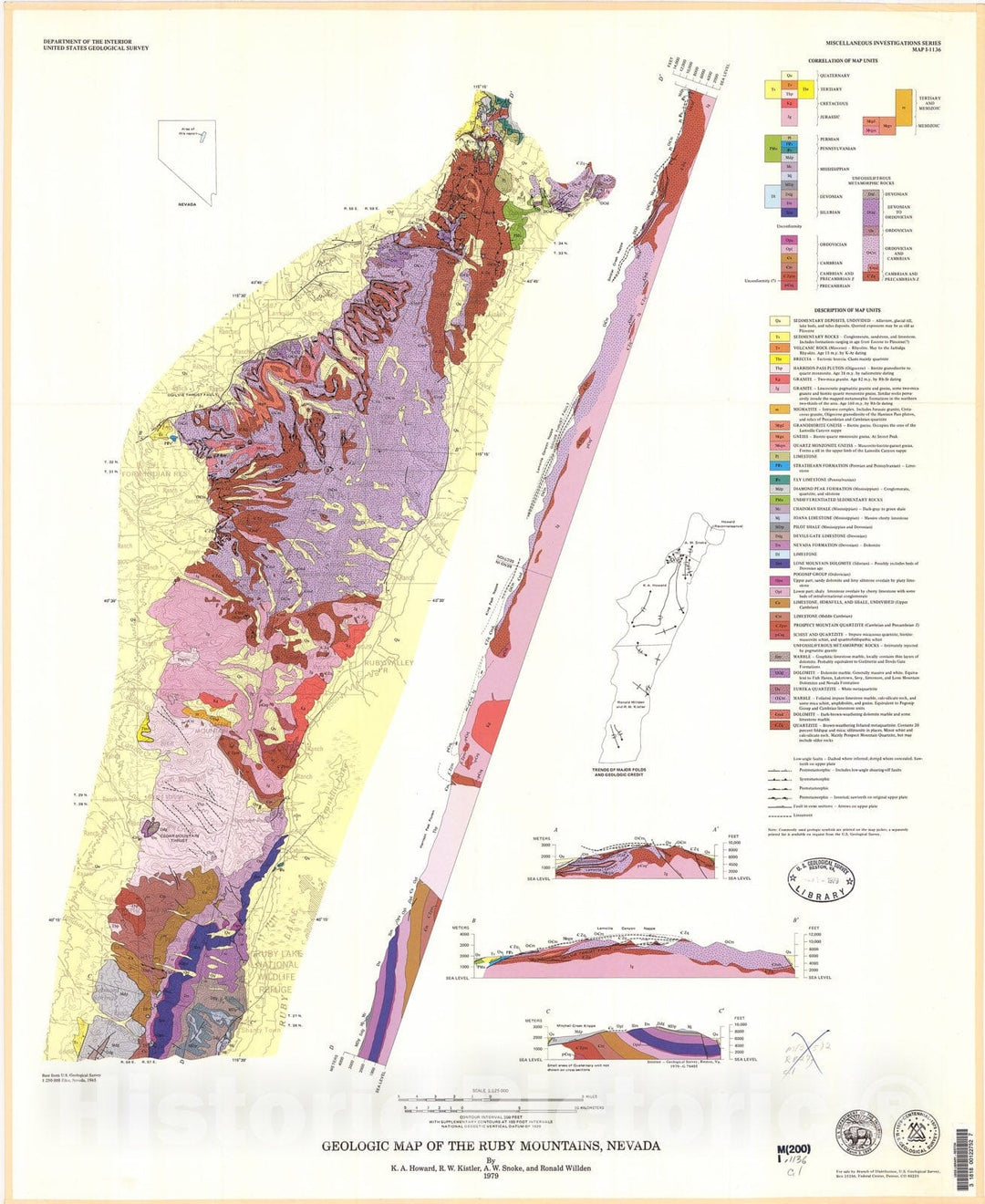 Map : Geologic map of the Ruby Mountains, Nevada, 1979 Cartography Wall Art :