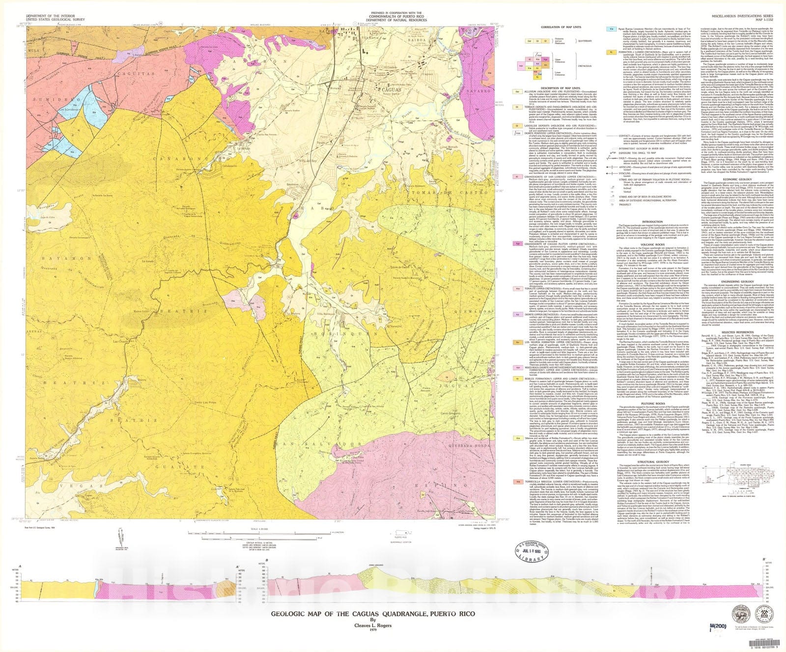 Map : Geologic map of the Caguas quadrangle, Puerto Rico, 1979 Cartography Wall Art :