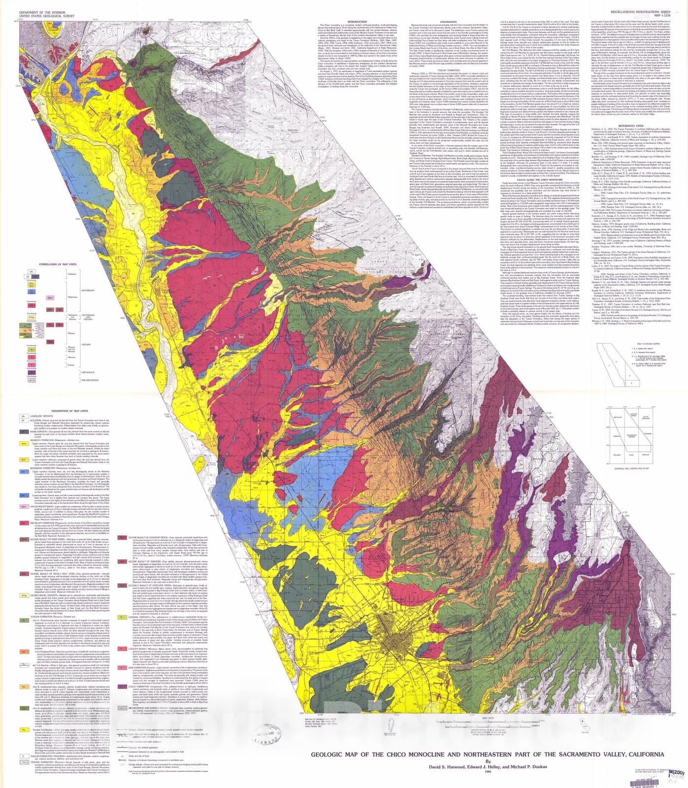 Map : Geologic map of the Chico monocline and northeastern part of the Sacramento Valley, California, 1981 Cartography Wall Art :