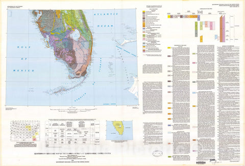 Map : Quaternary geologic map of the Florida Keys four degrees x six degrees quadrangle, United States, 198six Cartography Wall Art :