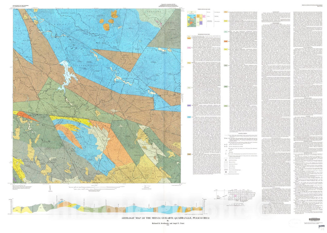 Map : Geologic map of the Monte Guilarte quadrangle, Puerto Rico, 1984 Cartography Wall Art :