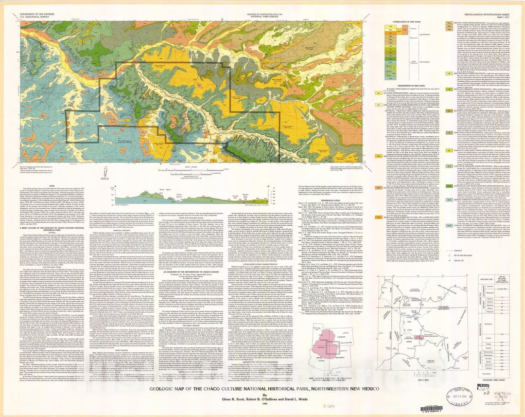 Map : Geologic map of the Chaco Culture National Historic Park, northwestern New Mexico, 1984 Cartography Wall Art :