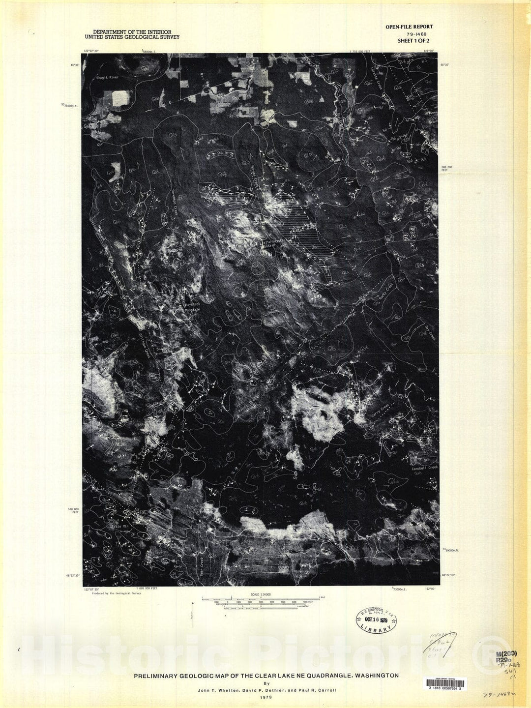 Map : Preliminary geologic map of the Clear Lake NE quadrangle, Skagit County, Washington, 1979 Cartography Wall Art :