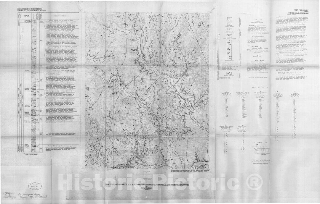 Map : Geologic and coal outcrop map of the Madrid quadrangle, Las Animas [County], Colorado, 1979 Cartography Wall Art :