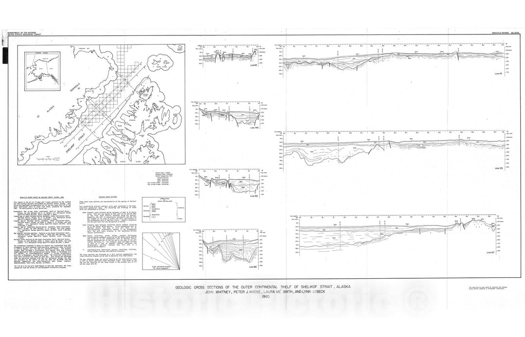 Map : Geologic cross sections of the outer continental shelf of Shelikof Strait, Alaska, 1980 Cartography Wall Art :