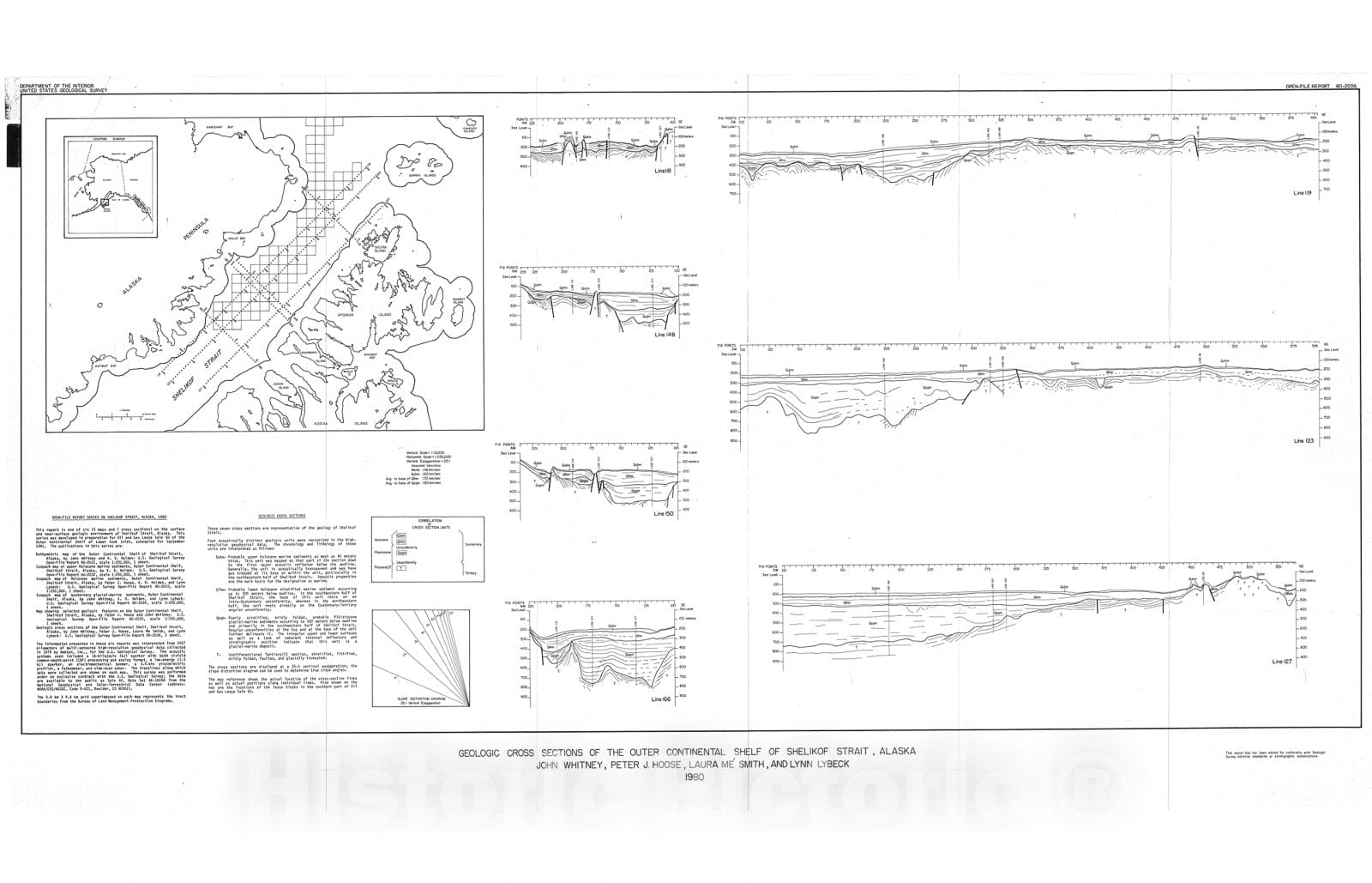 Map : Geologic cross sections of the outer continental shelf of Shelikof Strait, Alaska, 1980 Cartography Wall Art :