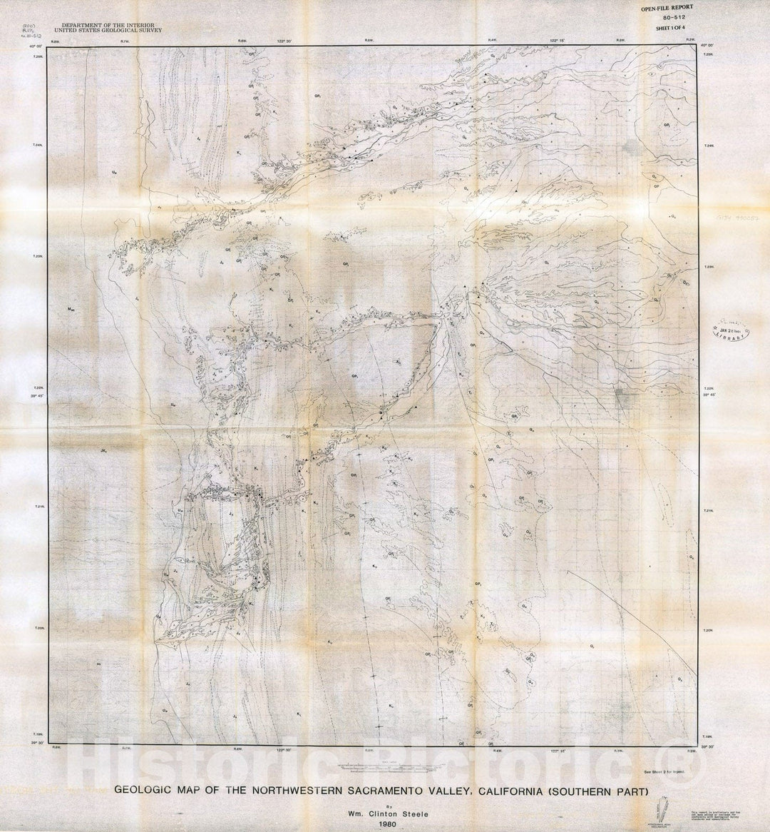 Map : Quaternary stream terraces in the northwestern Sacramento Valley, Glenn, Tehama, and Shasta Counties, California, 1980 Cartography Wall Art :