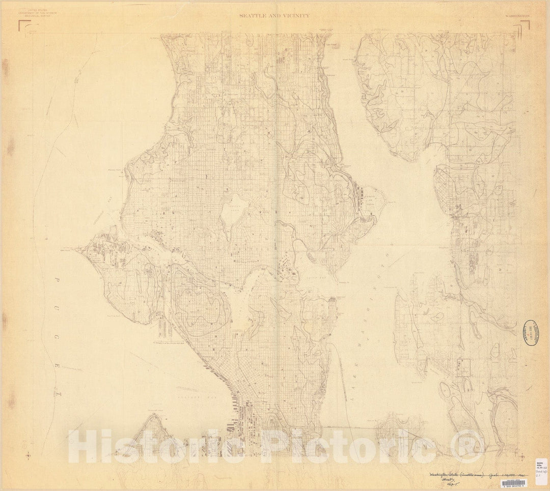 Map : Preliminary geologic map of Seattle and vicinity, Washington, 1961 Cartography Wall Art :