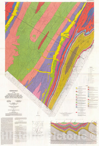 Map : Geology of the Bergton, Lost City, Lost River State Park, and Orkney Springs Quadrangles, Jefferson County, West Virginia, 1992 Cartography Wall Art :