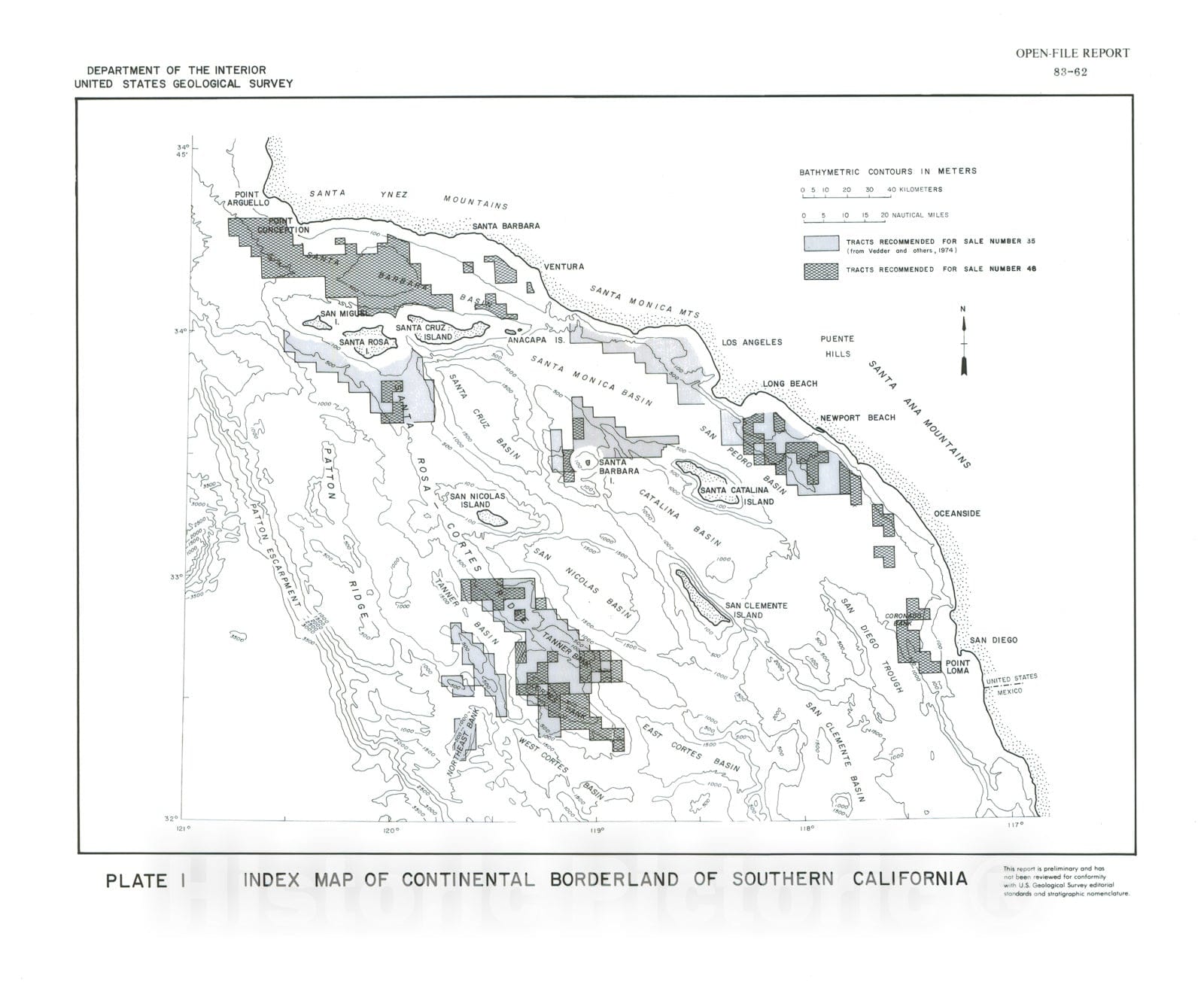 Map : Reconnaissance geology and geologic hazards of selected areas of the southern California continental borderland, 1983 Cartography Wall Art :