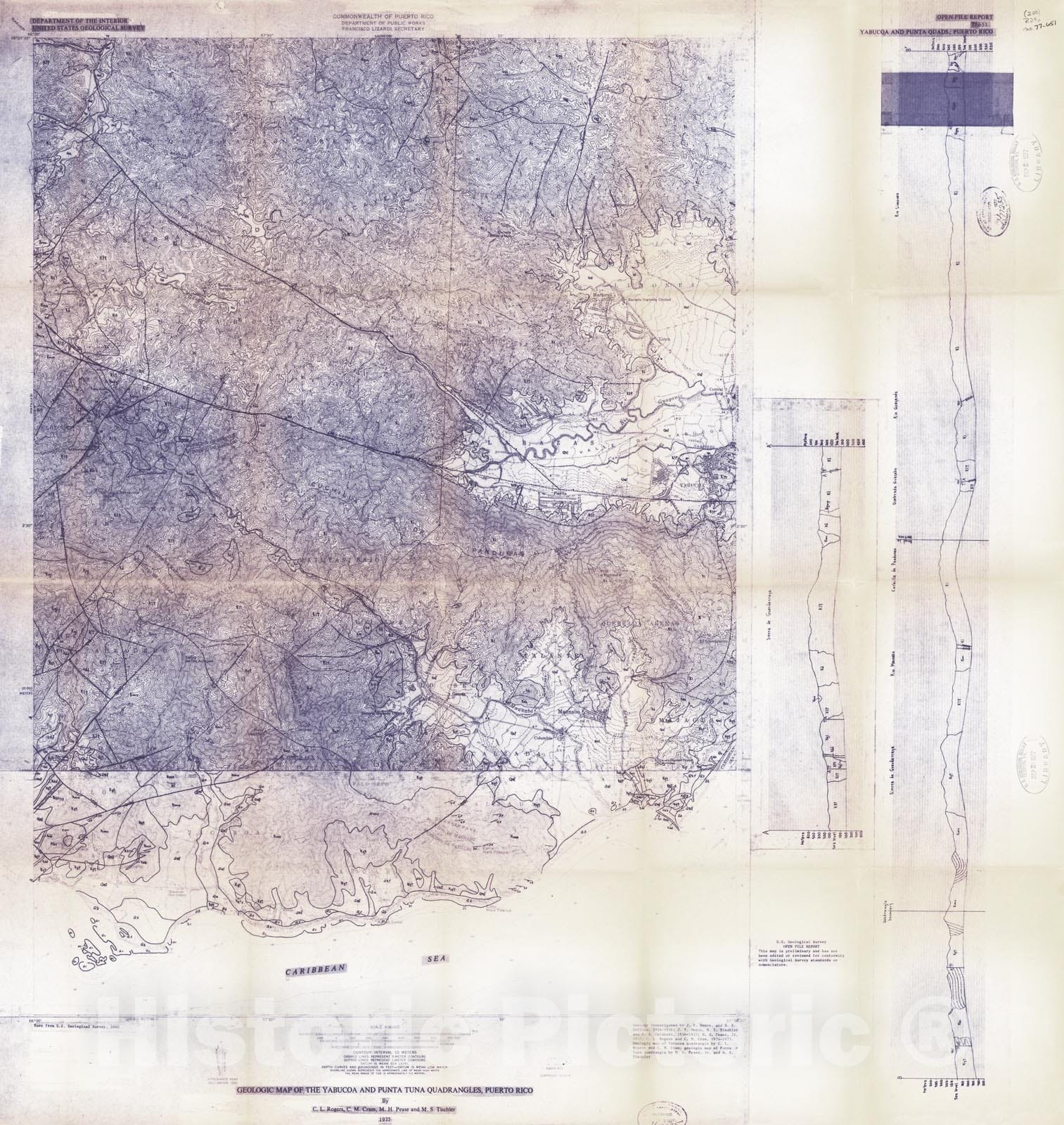 Map : Geologic map of the Yabucoa and Punta Tuna quadrangles, Puerto Rico, 1977 Cartography Wall Art :