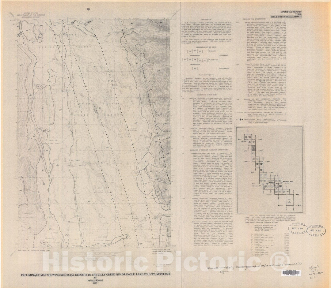 Map : Preliminary map showing surficial deposits in the Cilly Creek quadrangle, Lake County, Montana, 1977 Cartography Wall Art :