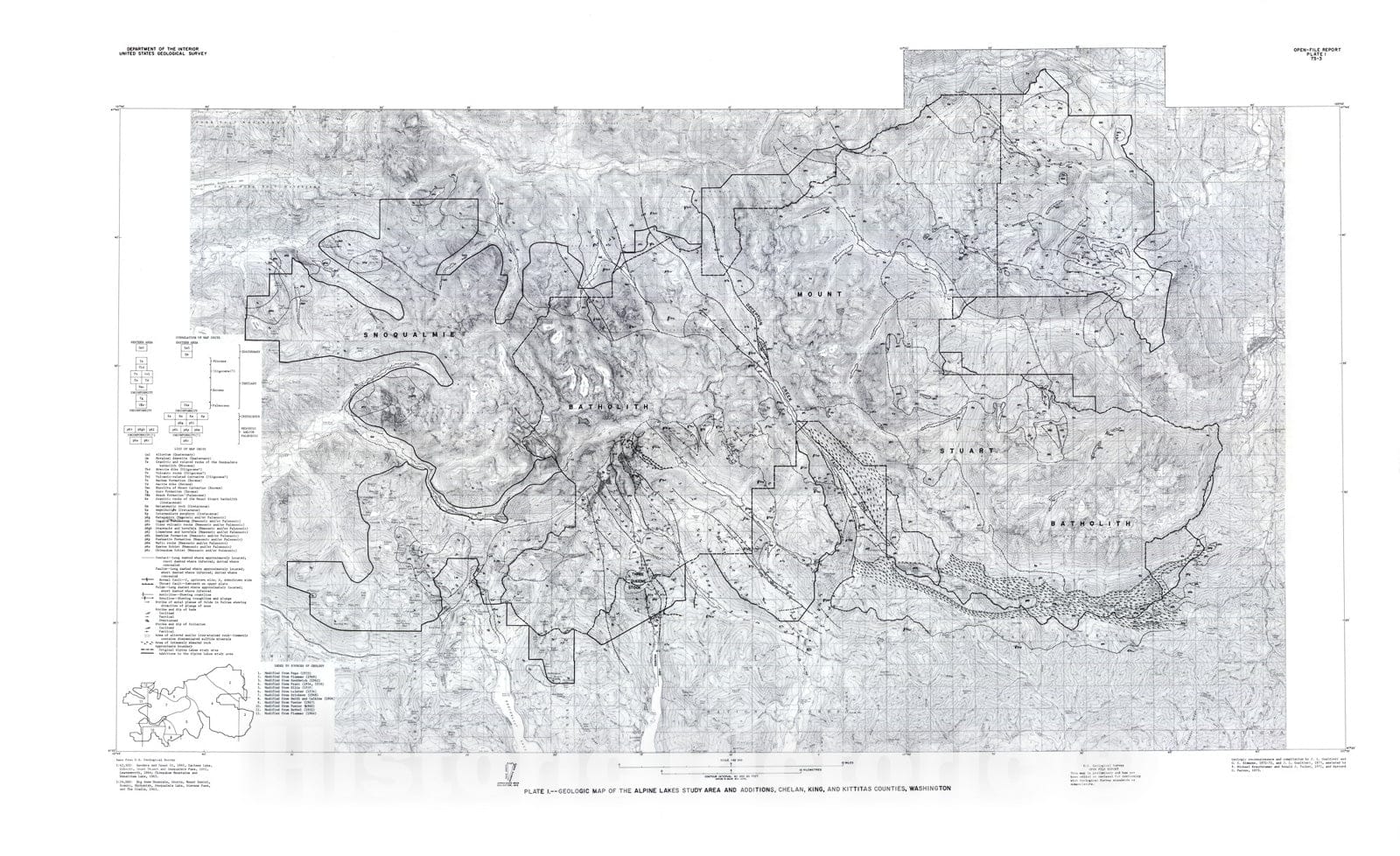 Map : Mineral resources of additions to the Alpine Lakes study area, Chelan, King, and Kittitas Counties, Washington, 1975 Cartography Wall Art :