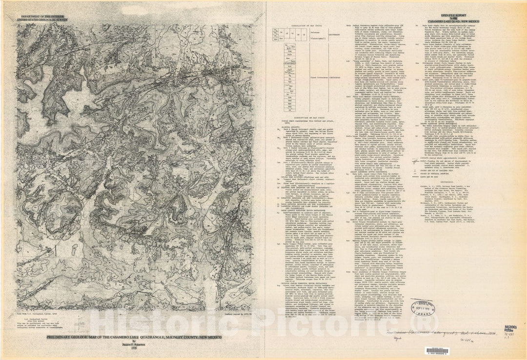 Map : Preliminary geologic map of the Casamero Lake quadrangle, McKinley County, New Mexico, 1976 Cartography Wall Art :