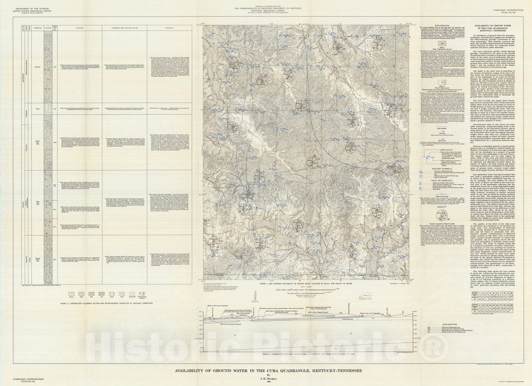 Map : Availability of ground water in the Cuba quadrangle, Kentucky - Tennessee, 1965 Cartography Wall Art :