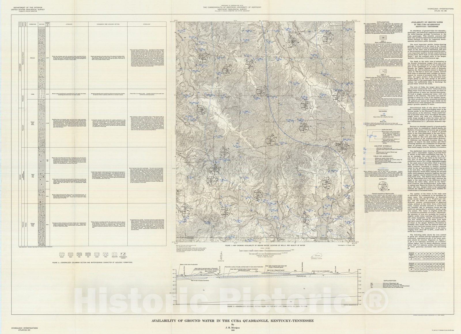 Map : Availability of ground water in the Cuba quadrangle, Kentucky - Tennessee, 1965 Cartography Wall Art :