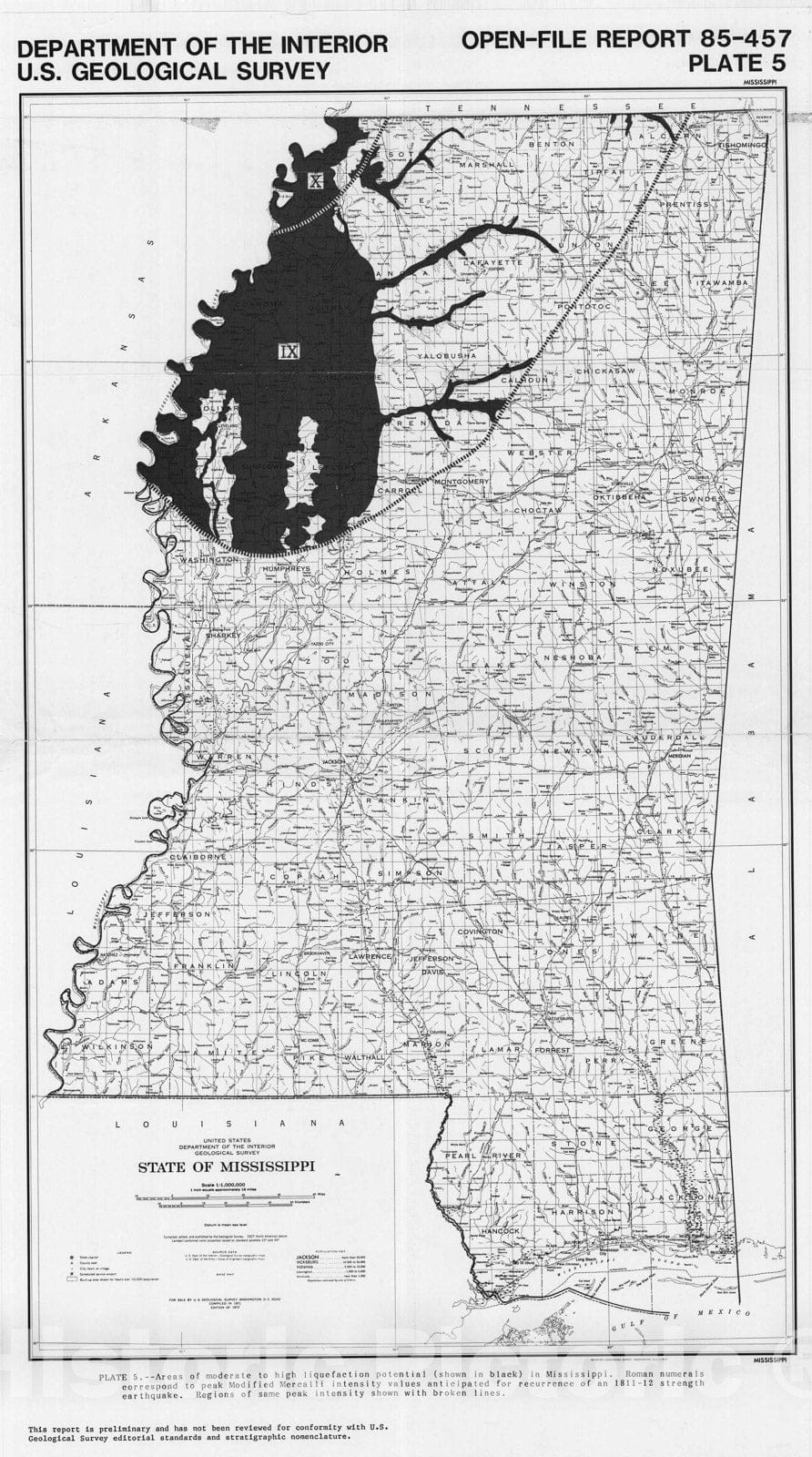 Map : Estimation of earthquake effects associated with large earthquakes in the New Madrid seismic zone, 1985 Cartography Wall Art :