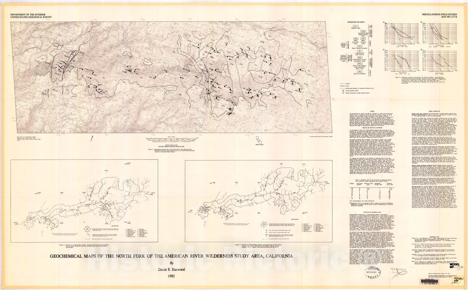 Map : Geochemical maps of the north fork of the American River Wilderness Study Area, California, 1982 Cartography Wall Art :