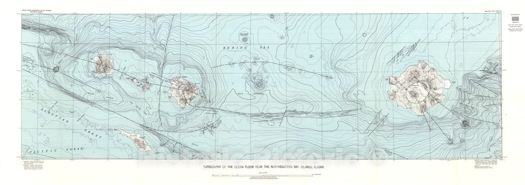 Map : Ocean floor structures, northeastern Rat Islands, Alaska, 1957 Cartography Wall Art :