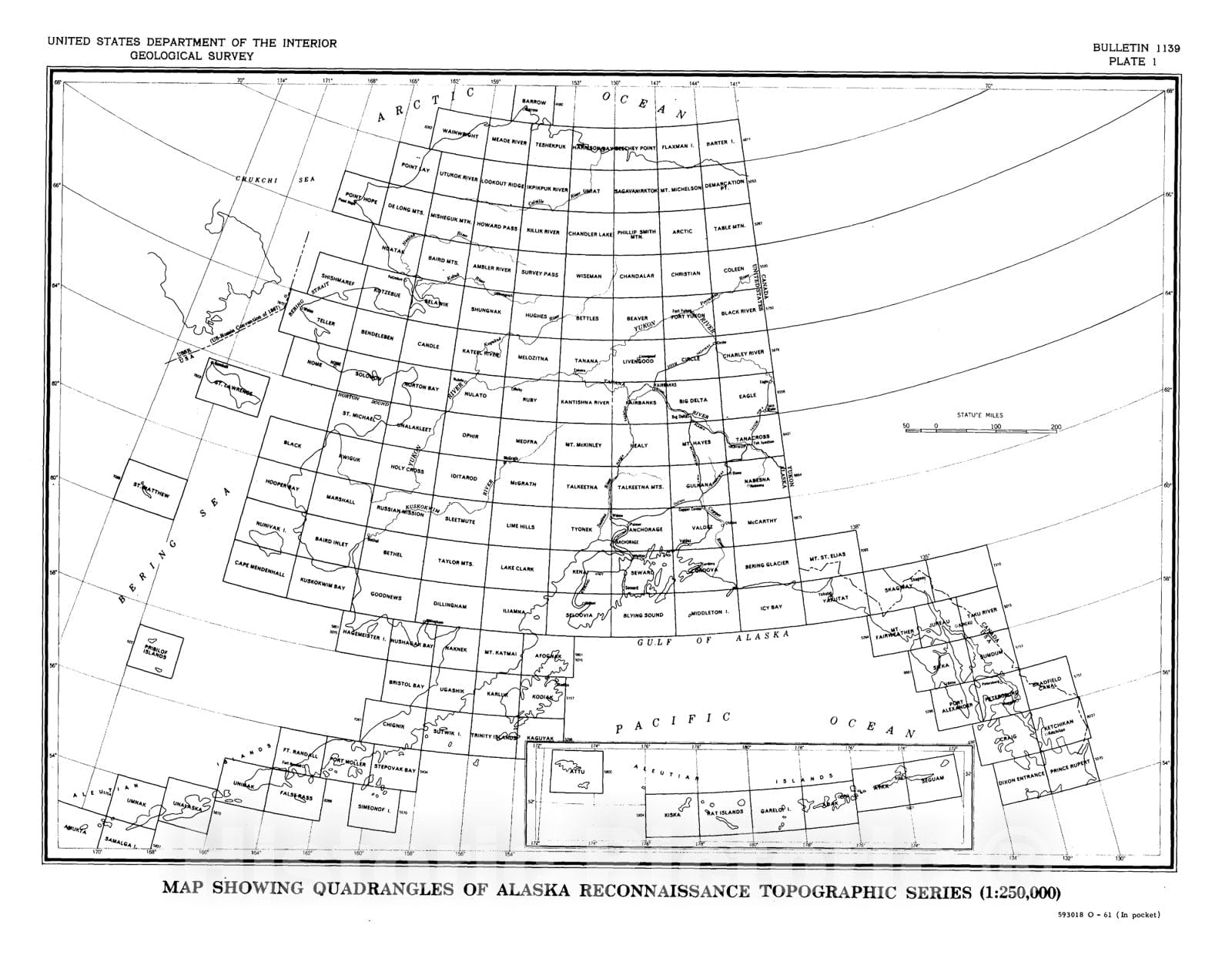 Map : Index of metallic and nonmetallic mineral deposits of Alaska compiled from published reports of federal and state agencies through 1959, 1961 Cartography Wall Art :