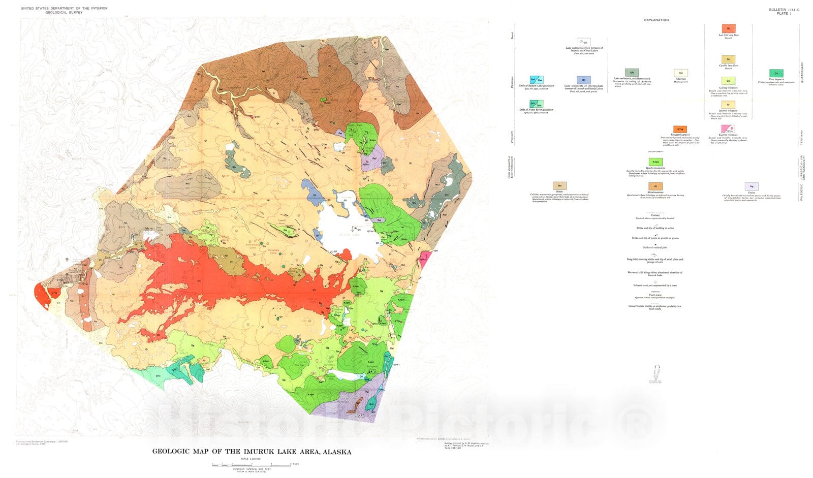 Map : Geology of the Imuruk Lake area, Seward Peninsula, Alaska, 1963 Cartography Wall Art :