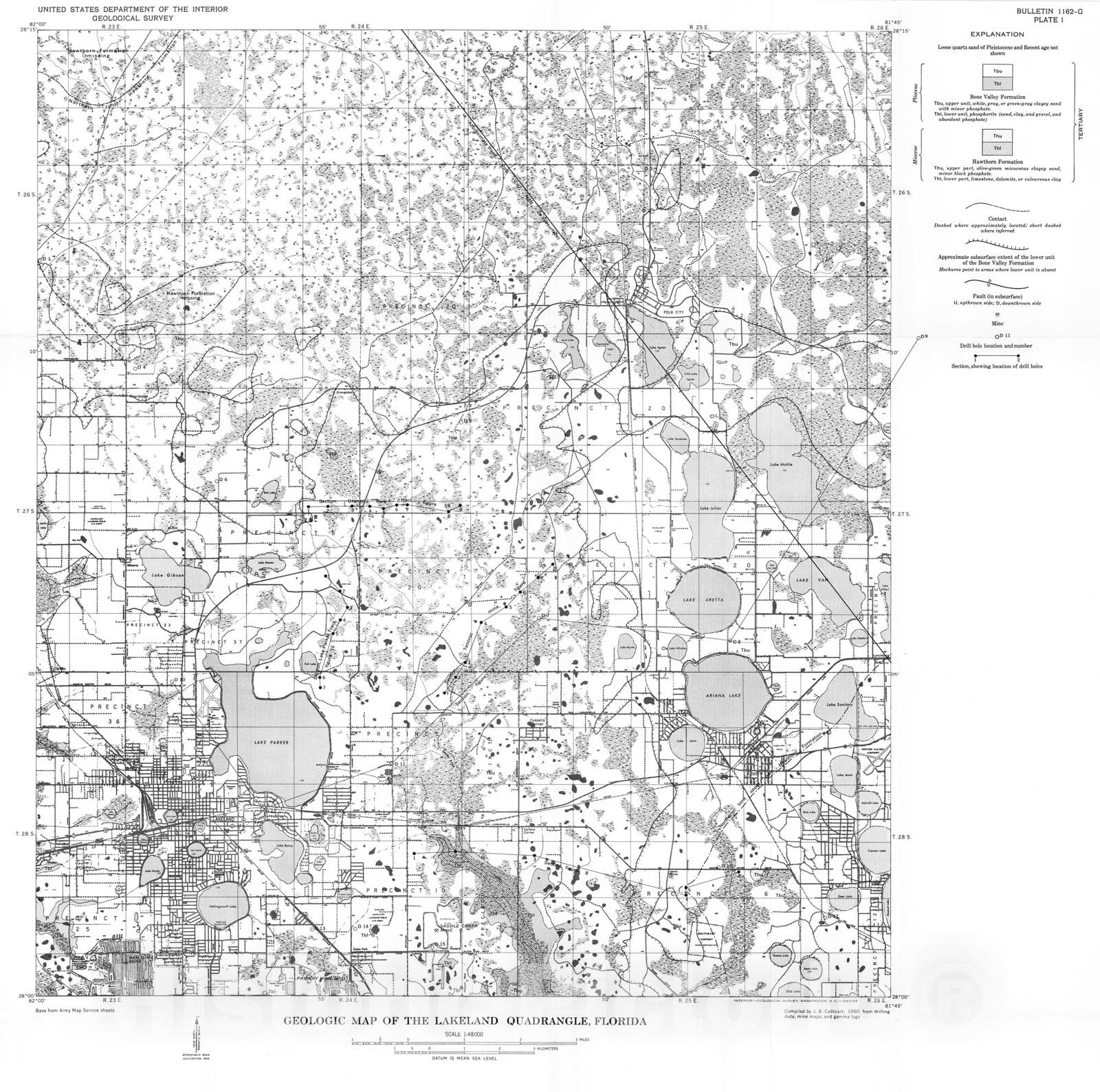 Map : Economic geology of the Lakeland quadrangle, Florida, 1964 Cartography Wall Art :