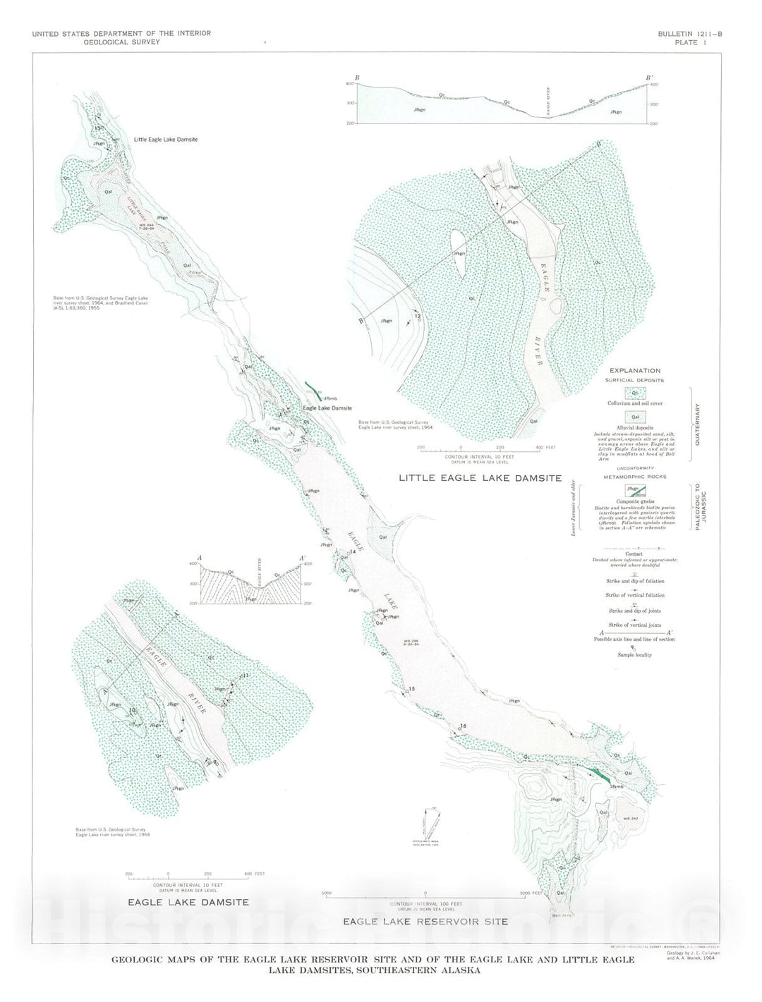 Map : Geologic reconnaissance of possible powersites at Tyee, Eagle, and Spur Mountain Lakes, southeastern Alaska, 1969 Cartography Wall Art :