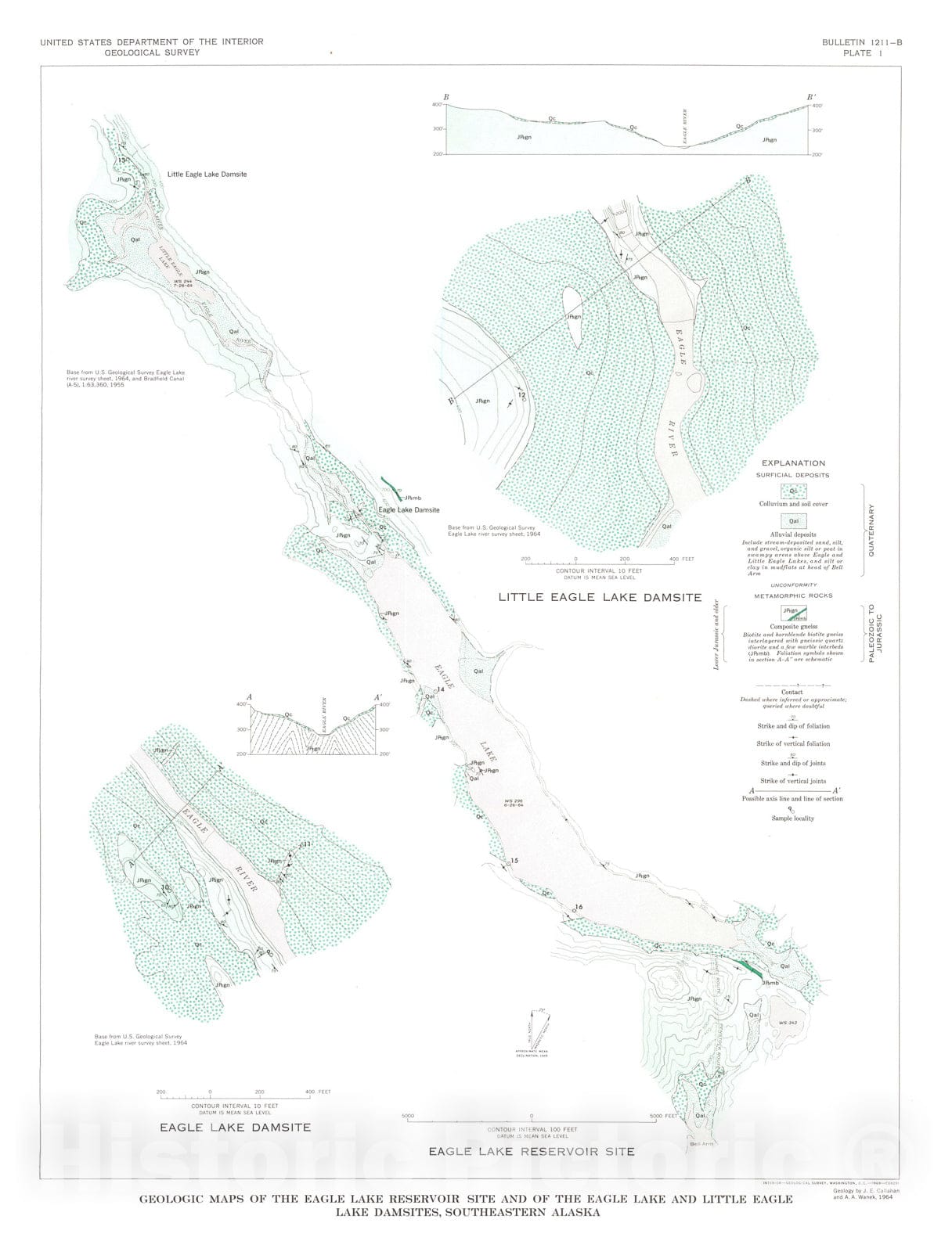 Map : Geologic reconnaissance of possible powersites at Tyee, Eagle, and Spur Mountain Lakes, southeastern Alaska, 1969 Cartography Wall Art :