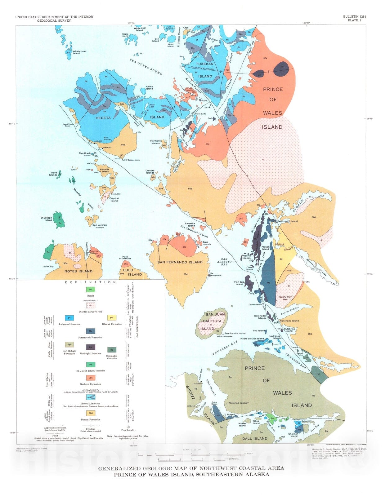 Map : Paleozoic stratigraphy in the northwest coastal area of Prince of Wales Island, southeastern Alaska, 1970 Cartography Wall Art :