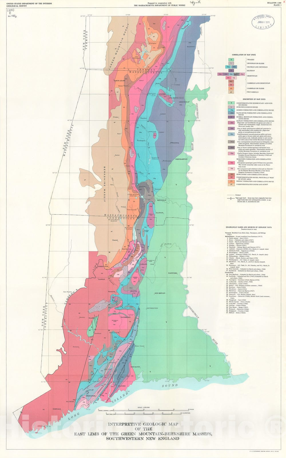 Map : Some suggested stratigraphic relations in part of southwestern New England, 1973 Cartography Wall Art :