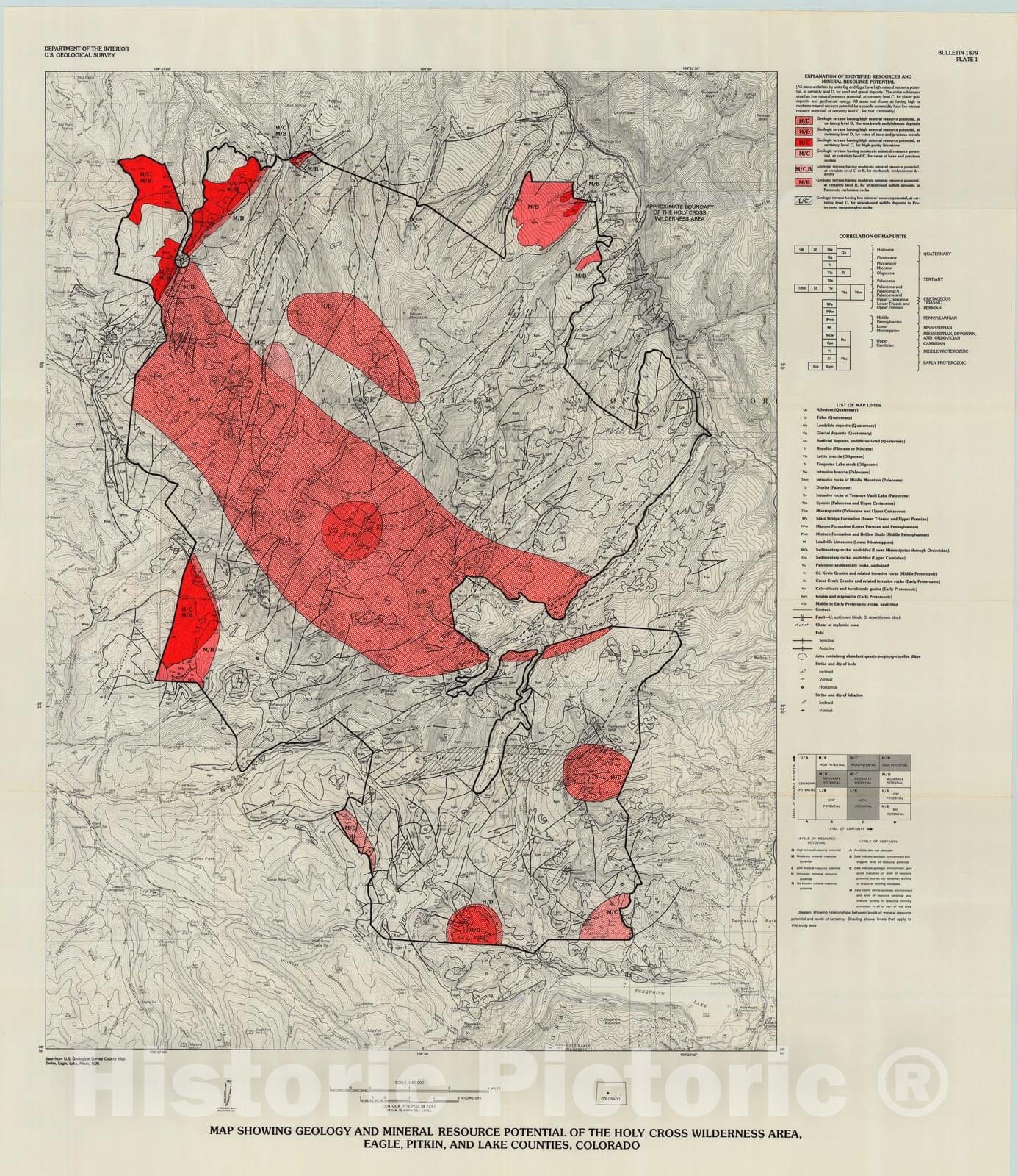 Map : Mineral resources of the Holy Cross Wilderness Area, Eagle, Pitkin, and Lake Counties, Colorado, 1989 Cartography Wall Art :