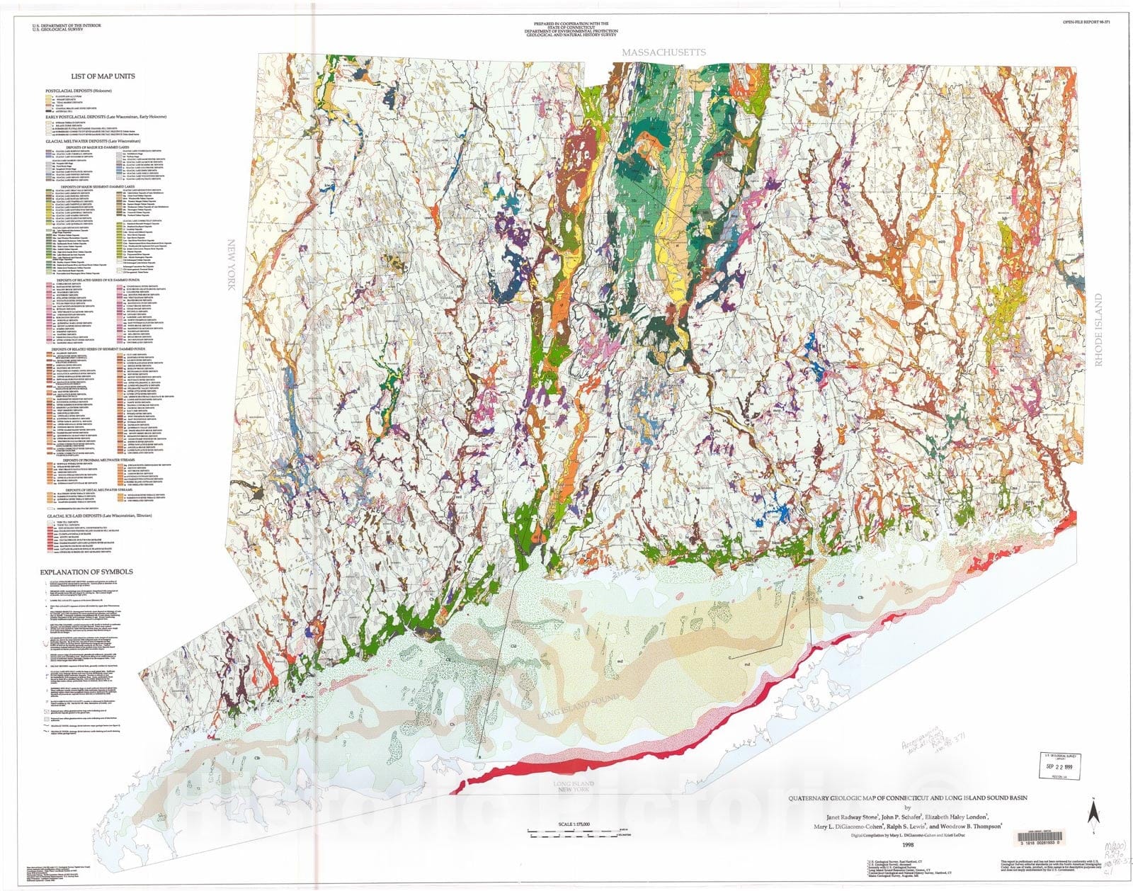 Map : Quaternary geologic map of Connecticut and Long Island Sound Basin , 1999 Cartography Wall Art :