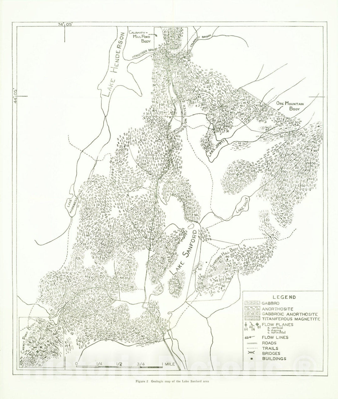 Map : Geologic Map of the Lake Sanford area, 1945 Cartography Wall Art :