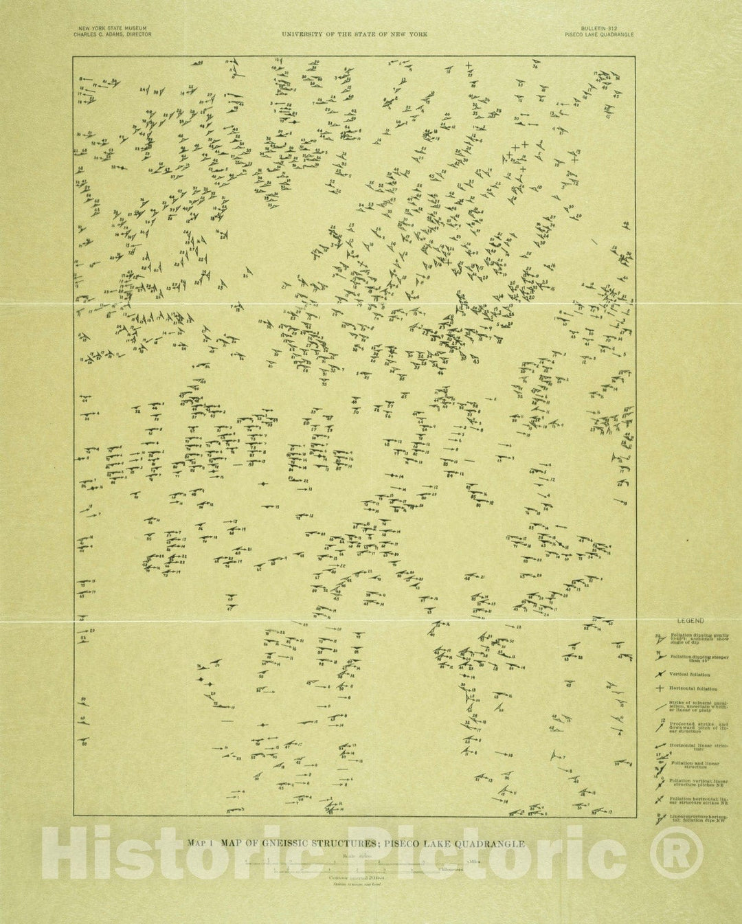 Map : Geology of the Piseco Lake quadrangle, 1937 Cartography Wall Art :