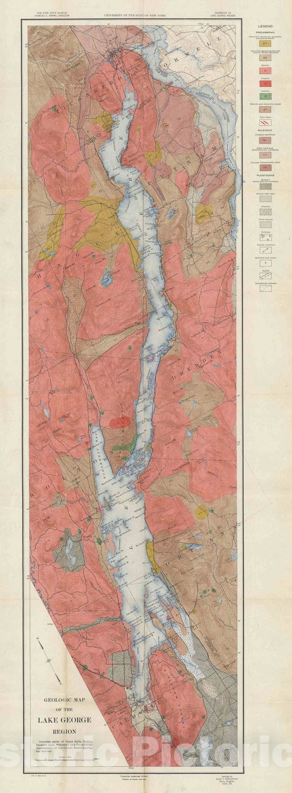 Map : Guide to the geology of the Lake George region, 1942 Cartography Wall Art :