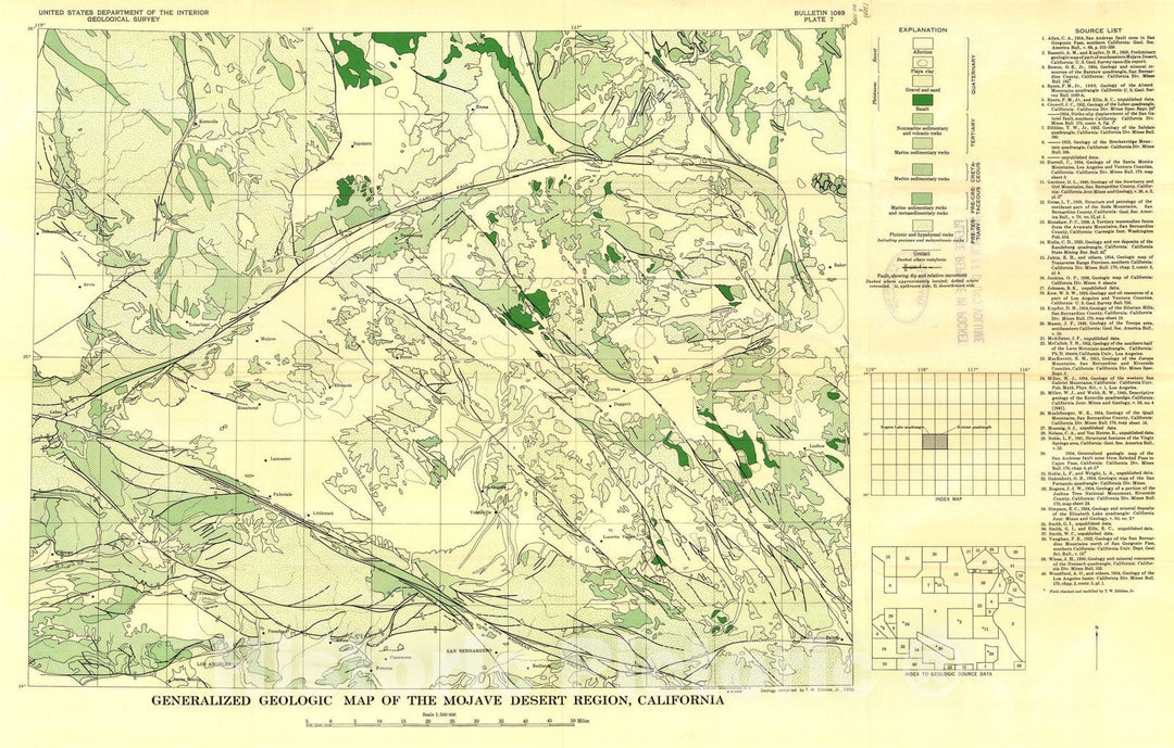 Map : Geology of the Rogers Lake and Kramer quadrangles, California, 1960 Cartography Wall Art :