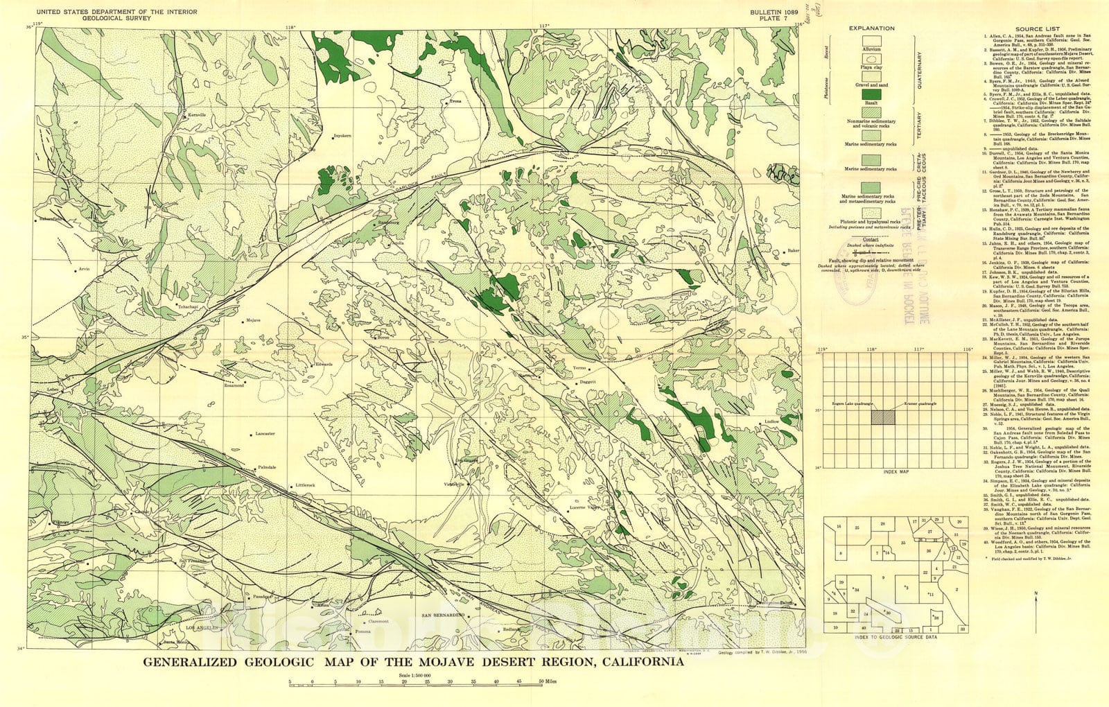 Map : Geology of the Rogers Lake and Kramer quadrangles, California, 1960 Cartography Wall Art :