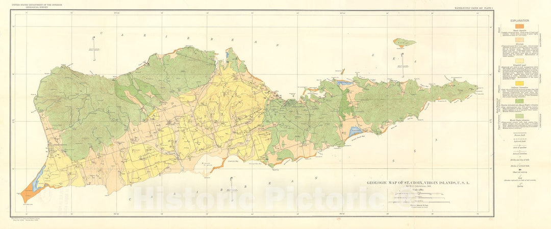 Map : Geology and ground-water resources of St. Croix, Virgin Islands, 1950 Cartography Wall Art :