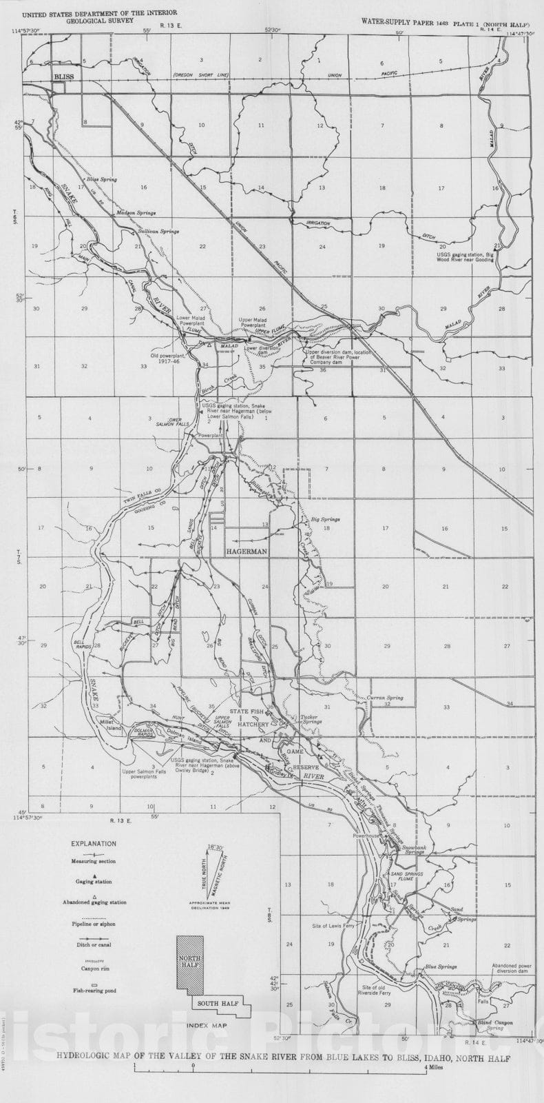 Map : Records of springs in the Snake River valley, Jerome and Gooding Counties, Idaho, 1899-1947, 1958 Cartography Wall Art :